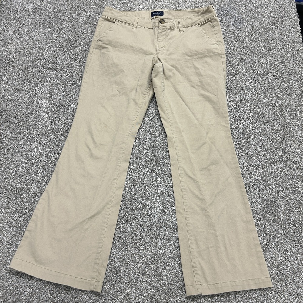 American Eagle Outfitters Pants Womens 12 Beige Twill Chino Kick Boot Stretch